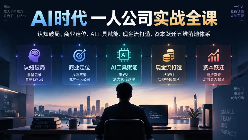 AI时代一人公司实战全课｜认知破局、商业定位、AI工具赋能、现金流打造、资本跃迁五维落地体系-项目资源网