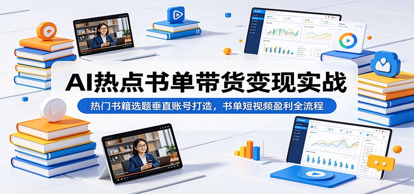 AI热点书单带货变现实战：热门书籍选题垂直账号打造，书单短视频盈利全流程-项目资源网