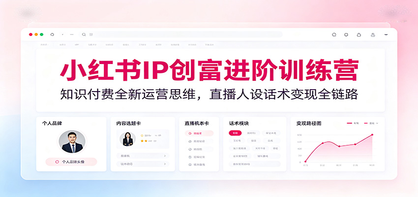 小红书IP创富进阶训练营:知识付费全新运营思维,直播人设话术变现全链路-项目资源网