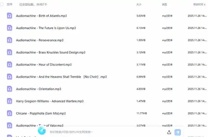 某宝付费购买，常用6G音效合集！970+首宣传片背景音乐，无版权可商用大气素材，分类清晰，高质量内容-项目资源网