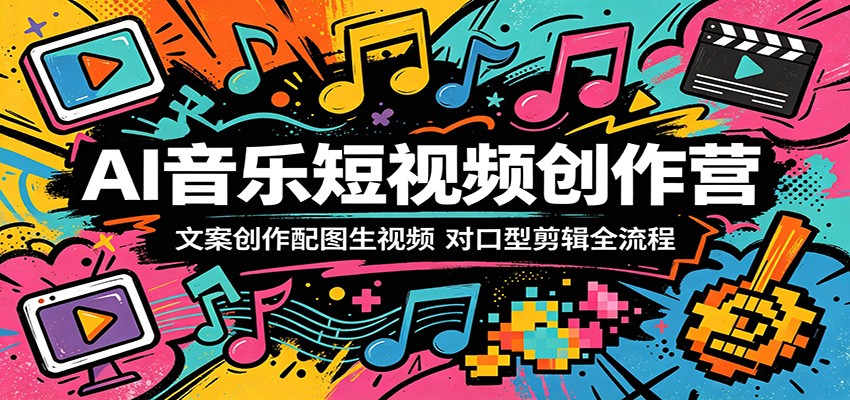 AI音乐短视频创作营：文案创作配图生视频，对口型剪辑全流程-项目资源网
