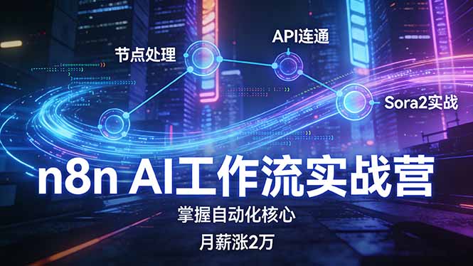 n8n AI工作流实战营，节点处理+API连通+Sora2实战，掌握自动化核心月薪涨2万-项目资源网