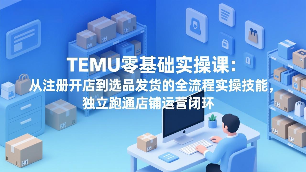 TEMU零基础实操课：从注册开店到选品发货的全流程实操技能，独立跑通店铺运营闭环-项目资源网
