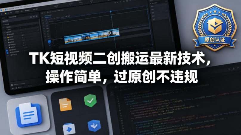 TK短视频二创搬运最新技术，操作简单，过原创不违规-项目资源网
