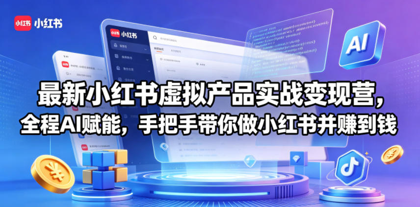 最新小红书虚拟产品实战变现营,全程AI赋能,手把手带你做小红书并赚到钱-项目资源网