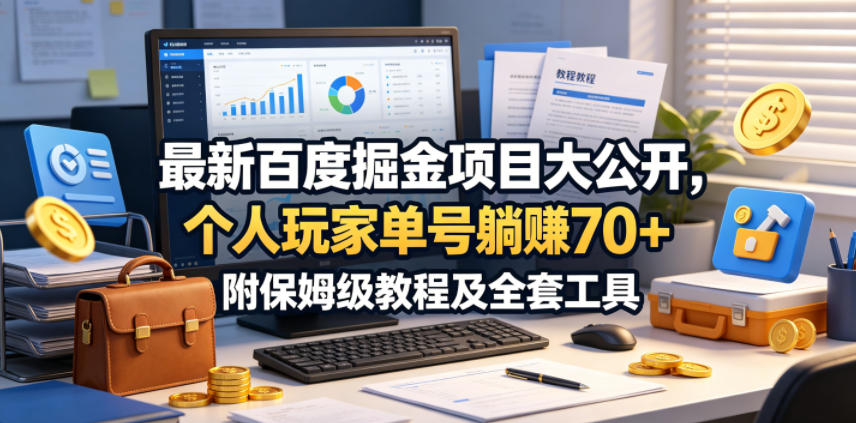 最新百度掘金项目大公开，个人玩家单号躺賺70+，附保姆级教程及全套工具【揭秘】-项目资源网