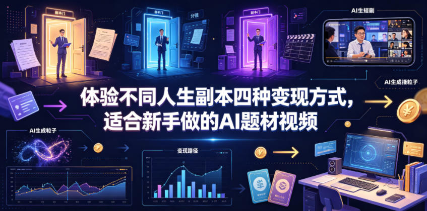 体验不同人生副本四种变现方式，适合新手做的AI题材视频-项目资源网