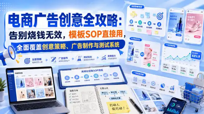 电商广告创意全攻略：告别烧钱无效，模板SOP直接用，全面覆盖创意策略、广告制作与测试系统【原创双语字幕】-项目资源网
