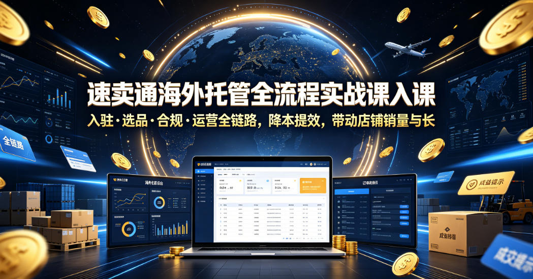 速卖通海外托管全流程实战课入驻・选品・合规・运营全链路，降本提效，带动店铺销量与收益增长-项目资源网