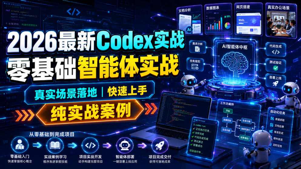 2026最新Codex实战零基础智能体实战,真实场景落地,快速上手,纯实战案例