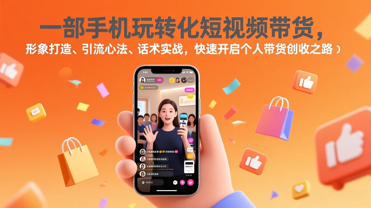 一部手机玩转化短视频带货，形象打造、引流心法、话术实战，快速开启个人带货创收之路-项目资源网