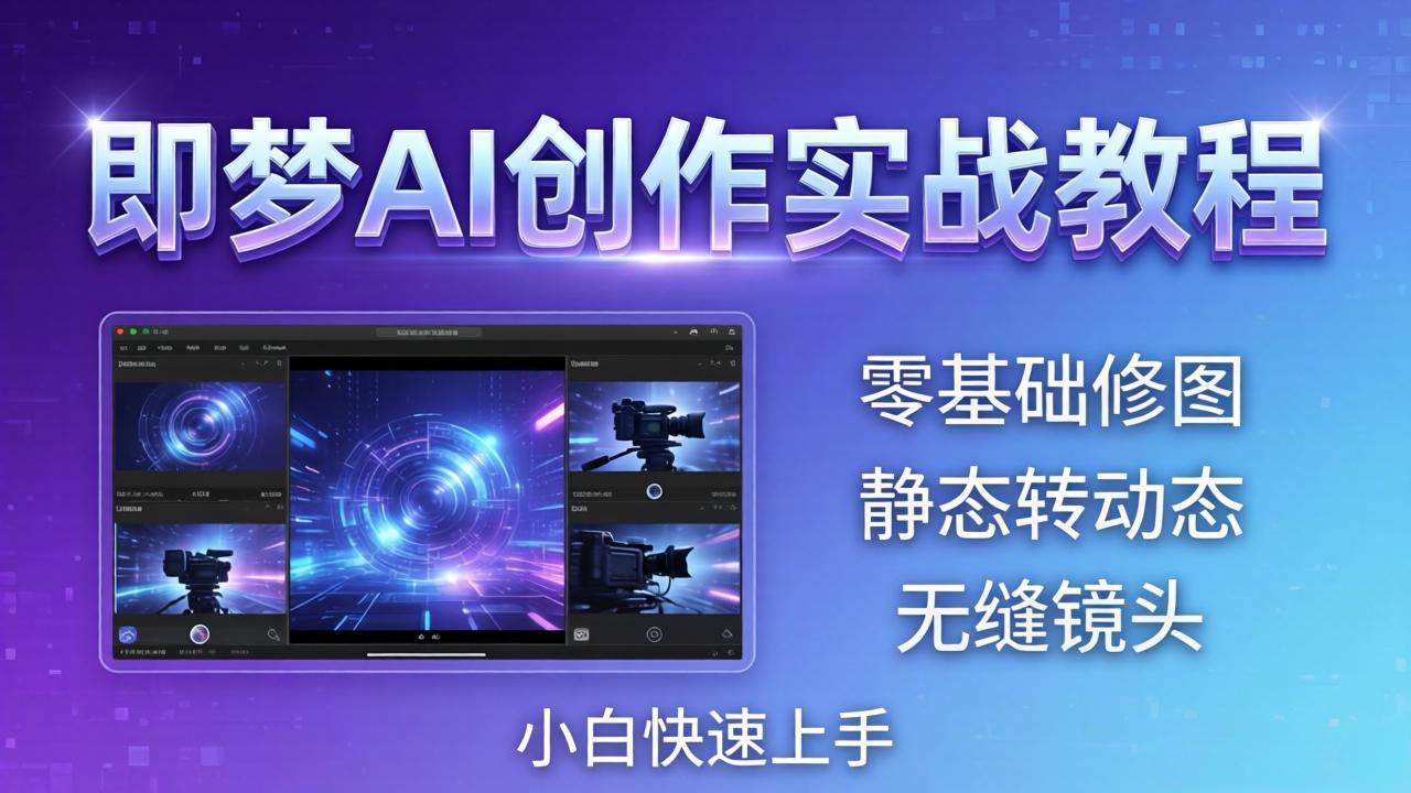 即梦AI创作实战教程，从零基础修图到AI导演，实战教学静态转动态+无缝镜头，小白快速上手-项目资源网