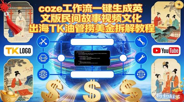 Coze扣子工作流一键生成英文版民间故事视频，文化出海TK油管捞美金拆解教程-项目资源网