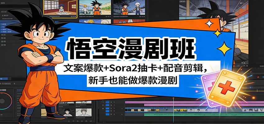 悟空漫剧班：文案爆款+Sora2抽卡+配音剪辑，新手也能做爆款漫剧-项目资源网