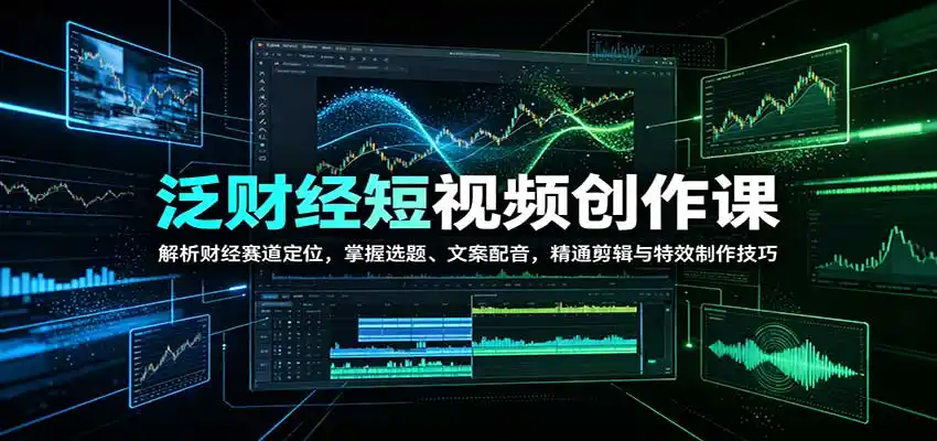 泛财经短视频创作课:解析财经赛道定位,掌握选题、文案配音,精通剪辑与特效制作技巧-项目资源网