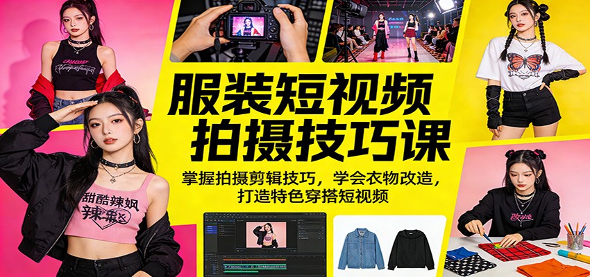 服装短视频拍摄技巧课：掌握拍摄剪辑技巧，学会衣物改造，打造特色穿搭短视频-项目资源网