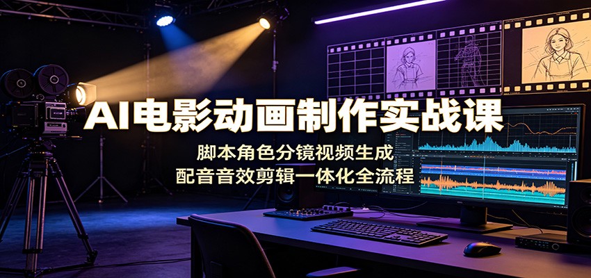 AI电影动画制作实战课：脚本角色分镜视频生成，配音音效剪辑一体化全流程-项目资源网