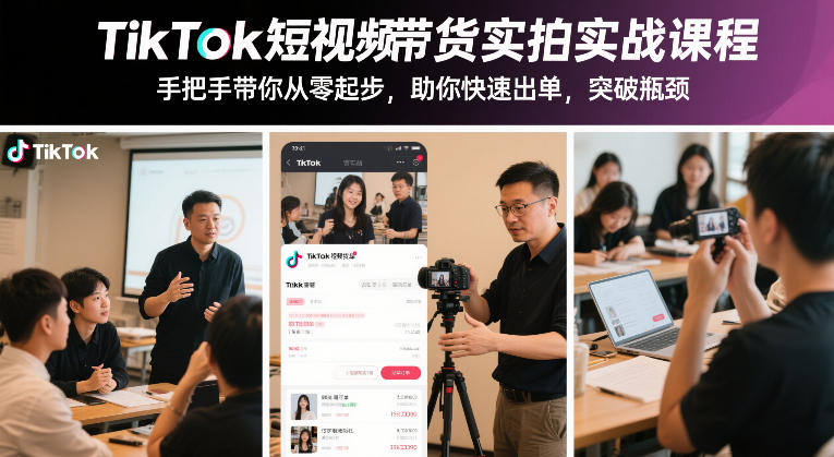TikTok短视频带货实拍实战课程，手把手带你从零起步，助你快速出单，突破瓶颈-项目资源网