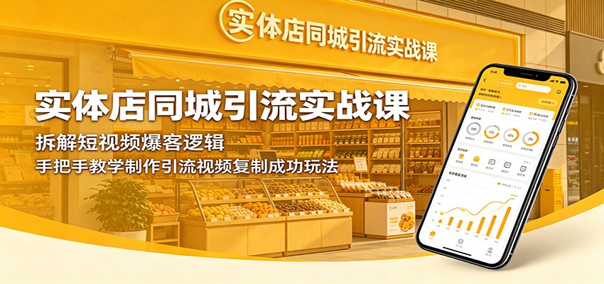 实体店同城引流实战课：拆解短视频爆客逻辑，手把手教学制作引流视频复制成功玩法-项目资源网