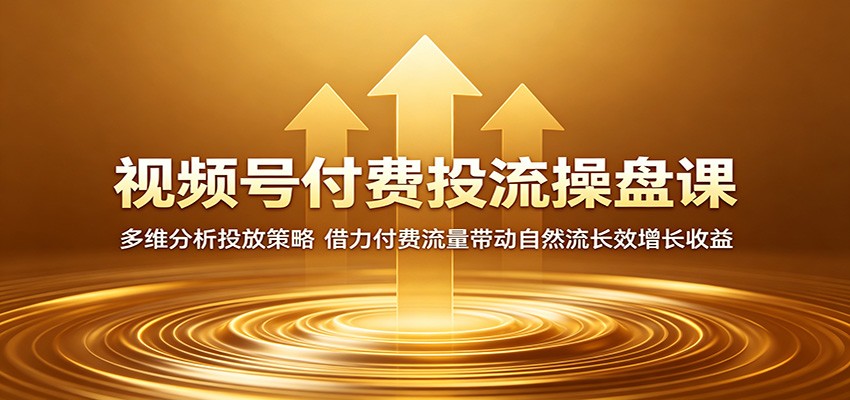 视频号付费投流操盘课：多维分析投放策略，借力付费流量带动自然流长效增长收益-项目资源网