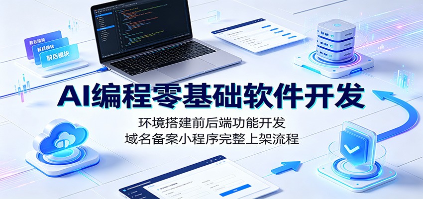 AI编程零基础软件开发：环境搭建前后端功能开发，域名备案小程序完整上架流程-项目资源网