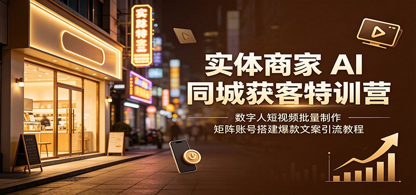 实体商家AI同城获客特训营:数字人短视频批量制作,矩阵账号搭建爆款文案引流教程-项目资源网