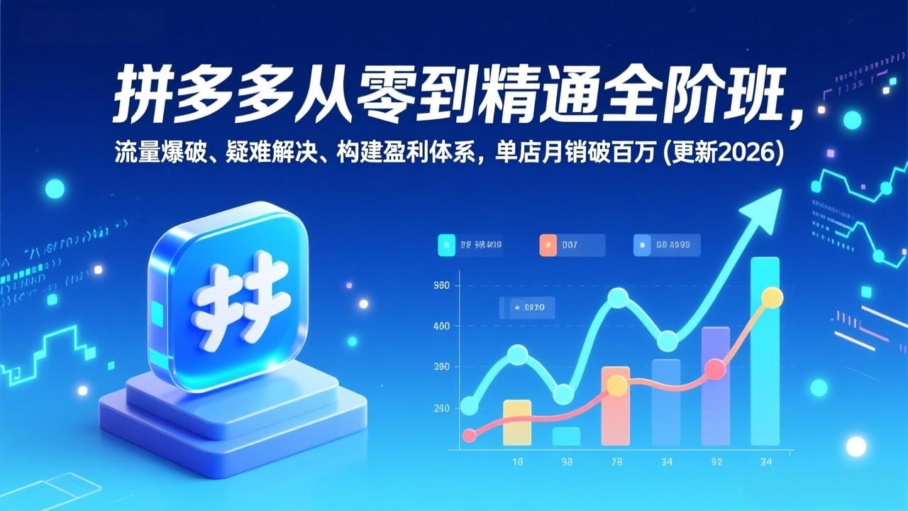 拼多多从零到精通全阶班，流量爆破、疑难解决，构建盈利体系，单店月销破百万(更新2026-项目资源网