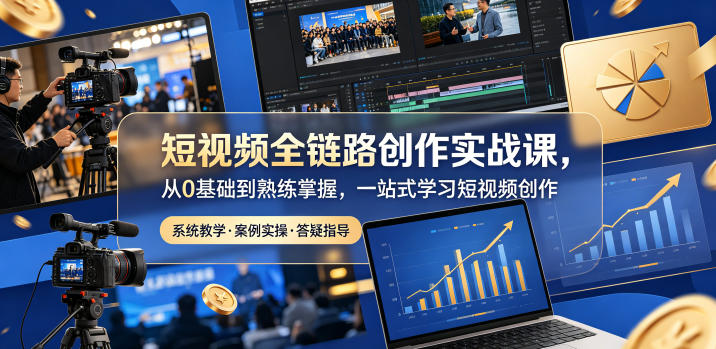 短视频全链路创作实战课,从0基础到熟练掌握,一站式学习短视频创作