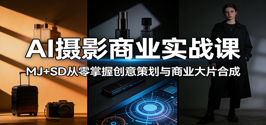 AI摄影商业实战课：MJ+SD从零掌握创意策划与商业大片合成-项目资源网