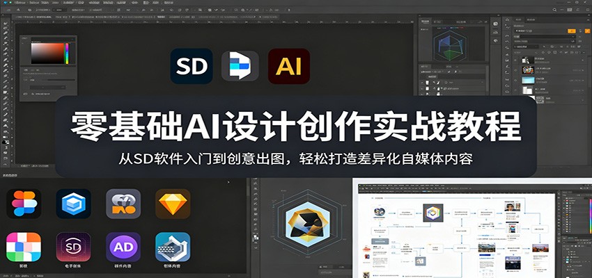 零基础AI设计创作实战教程：从SD软件入门到创意出图，轻松打造差异化自媒体内容-项目资源网