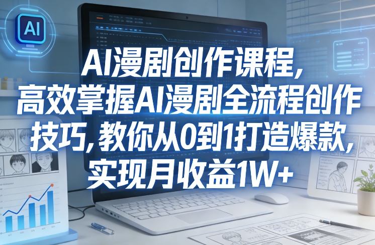 某社群AI漫剧创作课程，高效掌握AI漫剧全流程创作技巧，教你从0到1打造爆款，实现月收益1W+-项目资源网