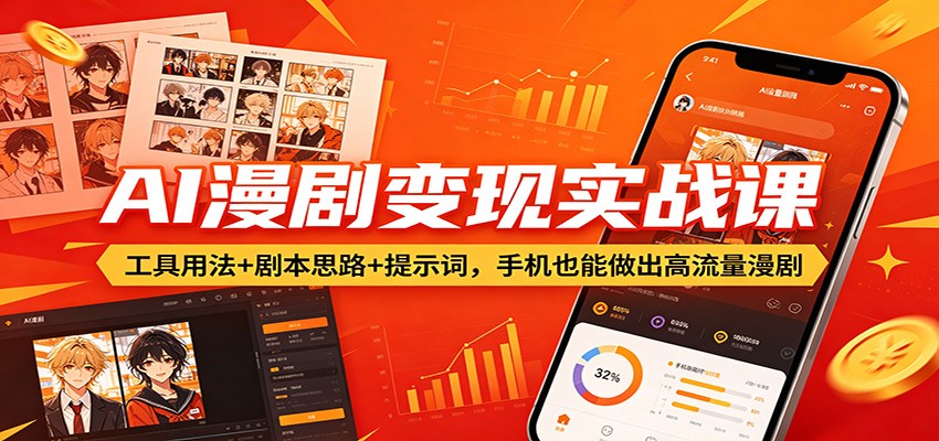 AI漫剧变现实战课：工具用法+剧本思路+提示词，手机也能做出高流量漫剧-项目资源网