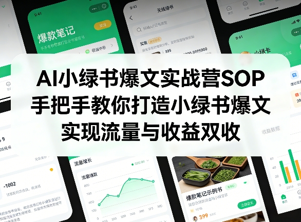 AI小绿书爆文实战营SOP，手把手教你打造小绿书爆文，实现流量与收益双收-项目资源网