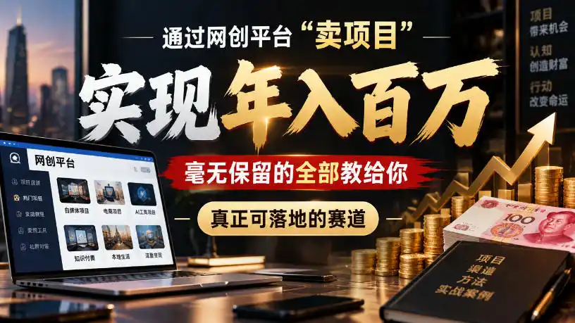 通过网创平台“卖项目”实现年入100w,毫无保留的全部教给你,真正可落地的赛道【揭秘】-项目资源网