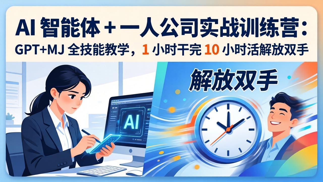 AI 智能体 + 一人公司实战训练营：GPT+MJ 全技能教学，1 小时干完 10 小时活解放双手-项目资源网