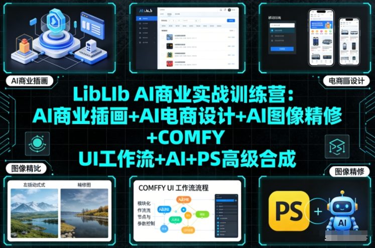 LibLIb AI商业实战训练营：AI商业插画+AI电商设计+AI图像精修+COMFY UI工作流+AI+PS高级合成-项目资源网