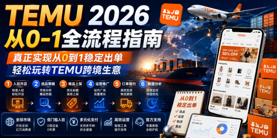 TEMU 2026从0-1全流程指南，真正实现从0到1稳定出单，轻松玩转TEMU跨境生意-项目资源网
