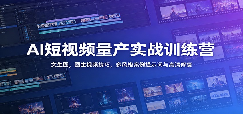 AI短视频量产实战训练营：文生图，图生视频技巧，多风格案例提示词与高清修复-项目资源网