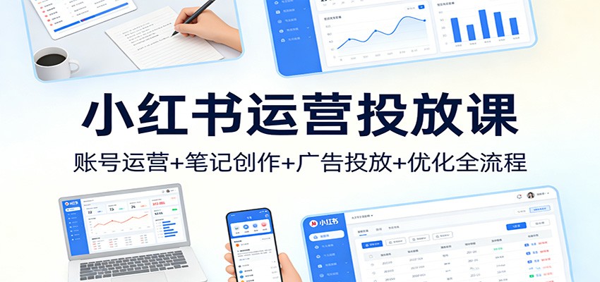 小红书运营投放课：账号运营+笔记创作+广告投放+优化全流程-项目资源网