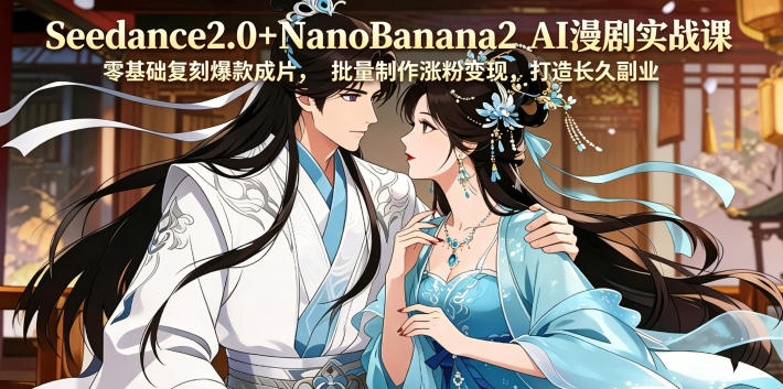 Seedance2.0+NanoBanana2 AI漫剧实战课，零基础复刻爆款成片涨粉变现，打造长久副业收益-项目资源网