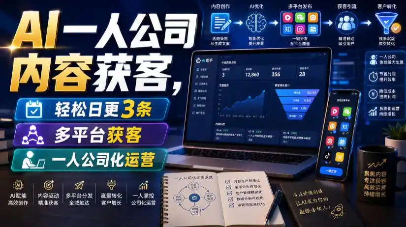 AI一人公司内容获客，轻松日更3条，多平台获客，一人公司化运营(更新0827)-项目资源网