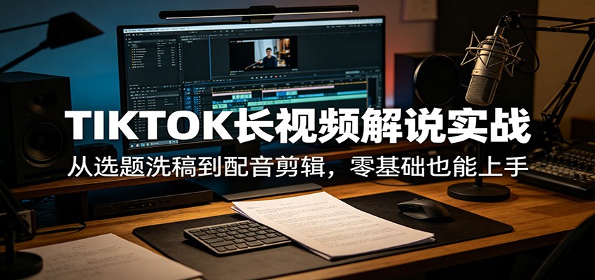 TIKTOK长视频解说实战：从选题洗稿到配音剪辑，零基础也能上手-项目资源网