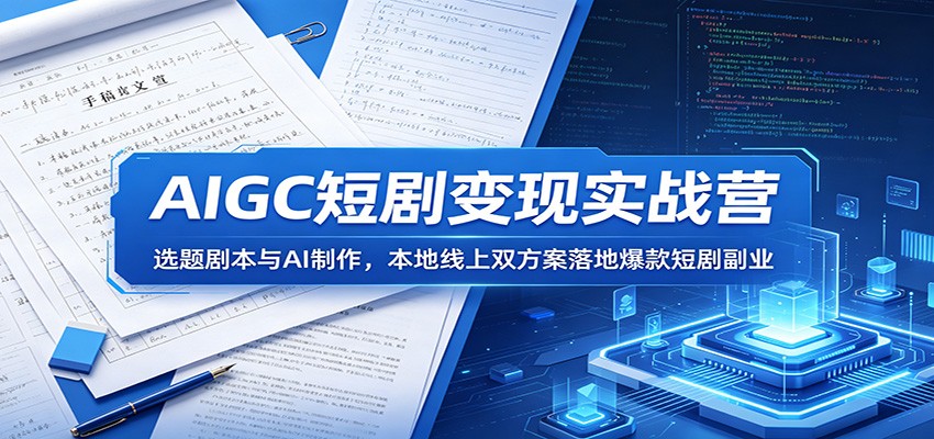 AIGC短剧变现实战营：选题剧本与AI制作，本地线上双方案落地爆款短剧副业-项目资源网