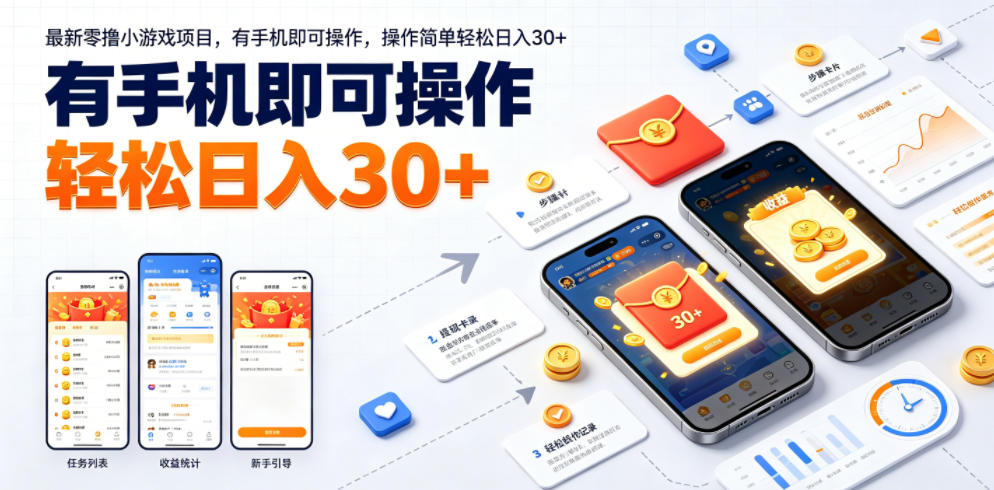 最新零撸小游戏项目，有手机即可操作，操作简单轻松日入30+-项目资源网