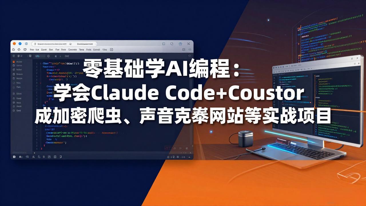零基础学AI编程：学会Claude Code+Cursor完成加密爬虫、声音克隆网站等实战项目-项目资源网