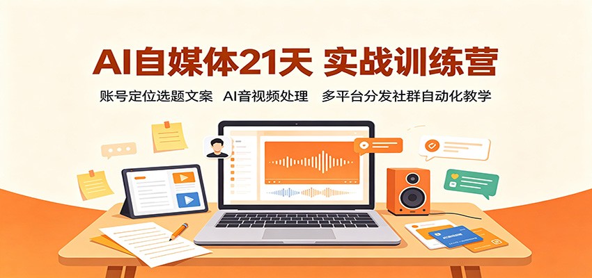 AI自媒体21天实战训练营:账号定位选题文案,AI音视频处理,多平台分发社群自动化教学-项目资源网