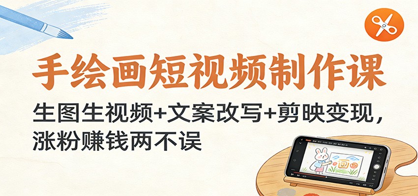 手绘画短视频制作课:生图生视频+文案改写+剪映变现,涨粉赚钱两不误-项目资源网