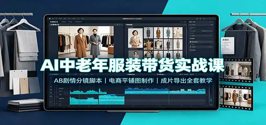 AI中老年服装带货实战课：AB剧情分镜脚本，电商平铺图制作，成片导出全套教学-项目资源网