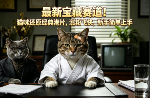 最新宝藏赛道！猫咪还原经典港片，涨粉飞快，新手简单上手-项目资源网