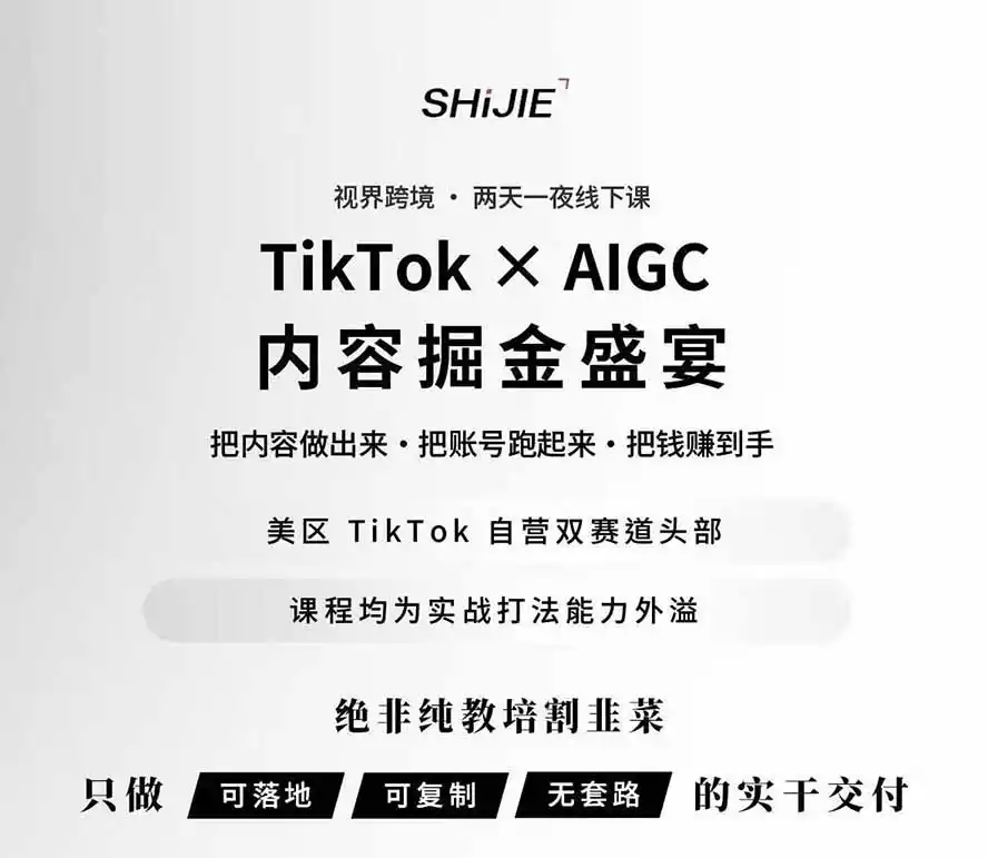 图片[1]-AIGC×TikTok美区短视频带货线下课；两天一夜完整回放，12小时高清视频收录头部操盘手全流程教学-项目资源网